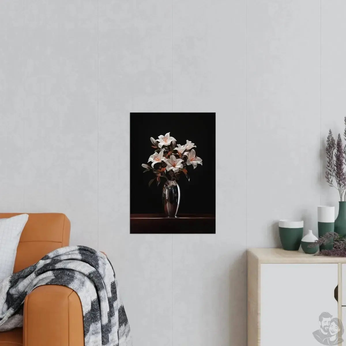 Lilien Poster - Glanzvolle Lilienpracht Chromdesign, Zeitlose Eleganz merchOne