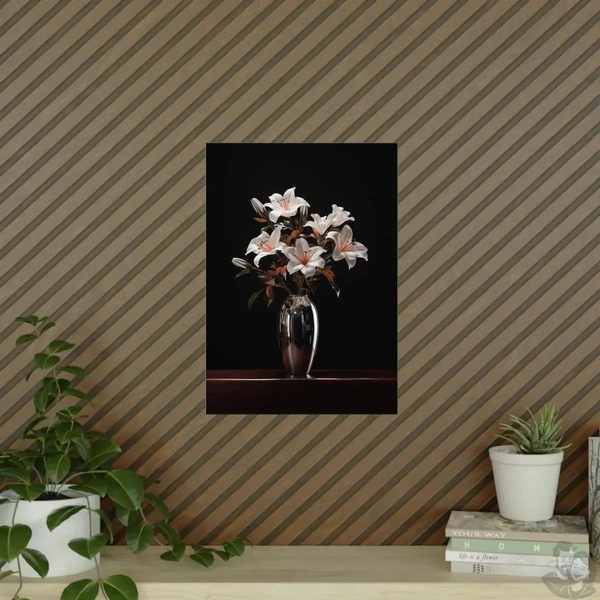 Lilien Poster - Glanzvolle Lilienpracht Chromdesign, Zeitlose Eleganz merchOne