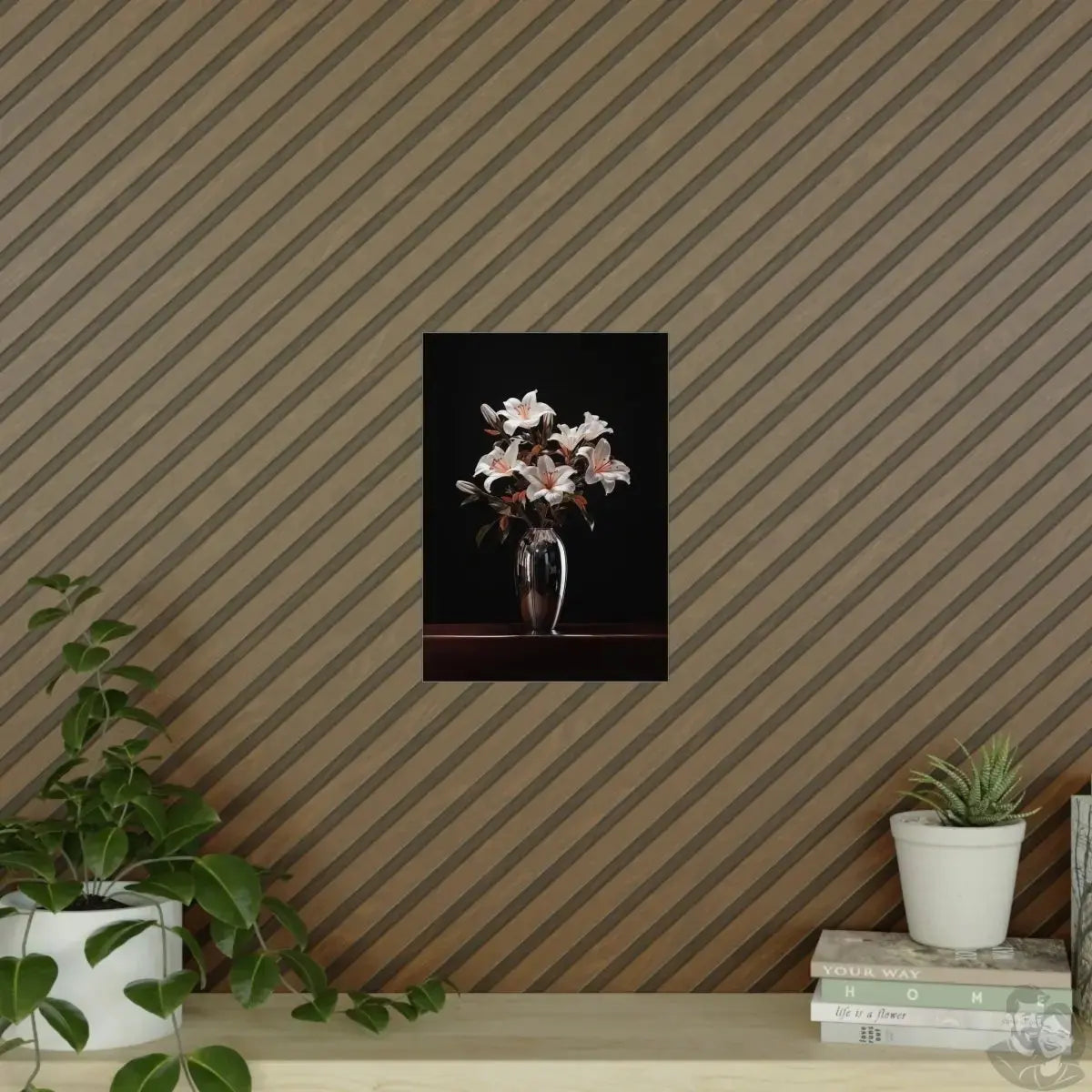 Lilien Poster - Glanzvolle Lilienpracht Chromdesign, Zeitlose Eleganz merchOne