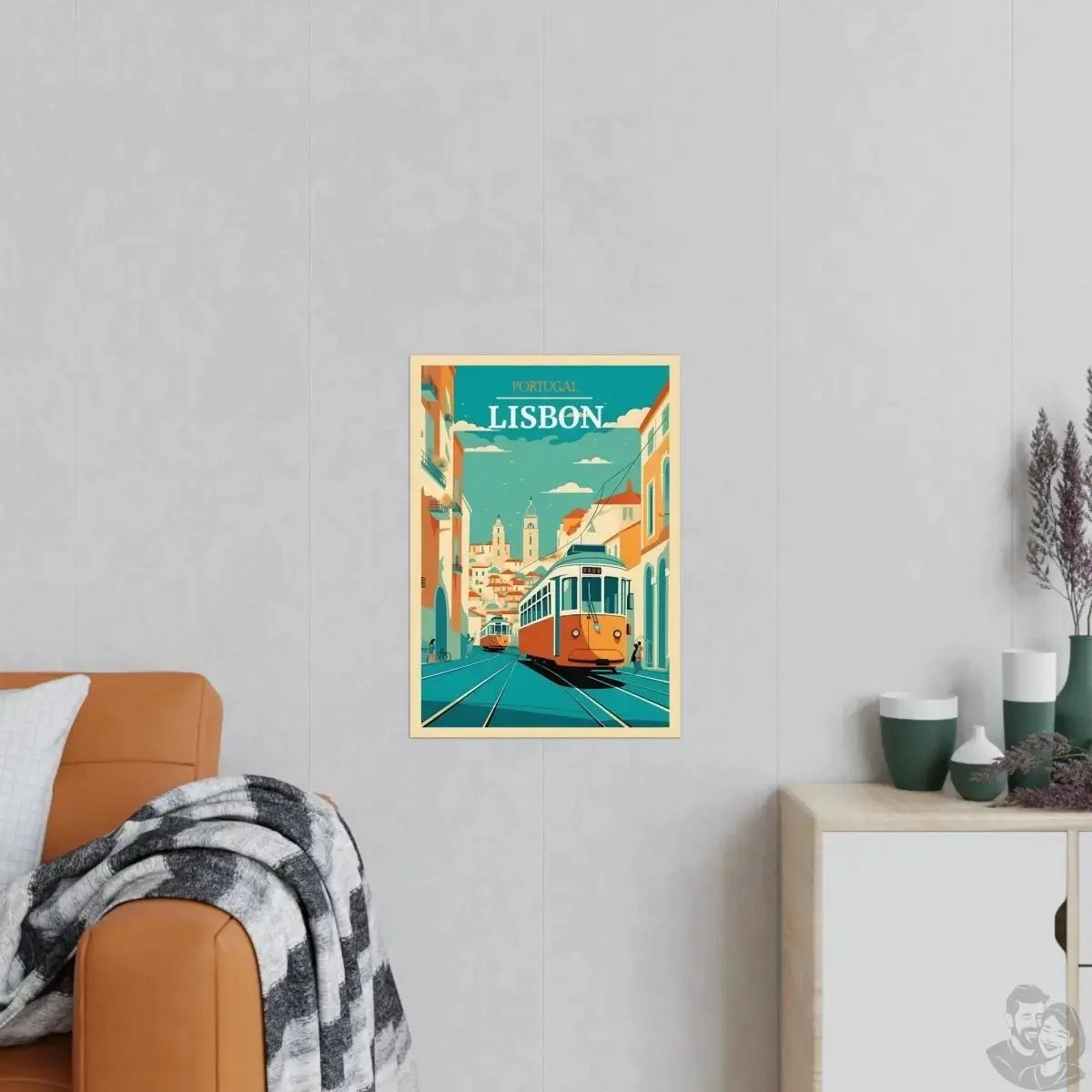 Lissabon Poster - Straßenszene mit Straßenbahn merchOne