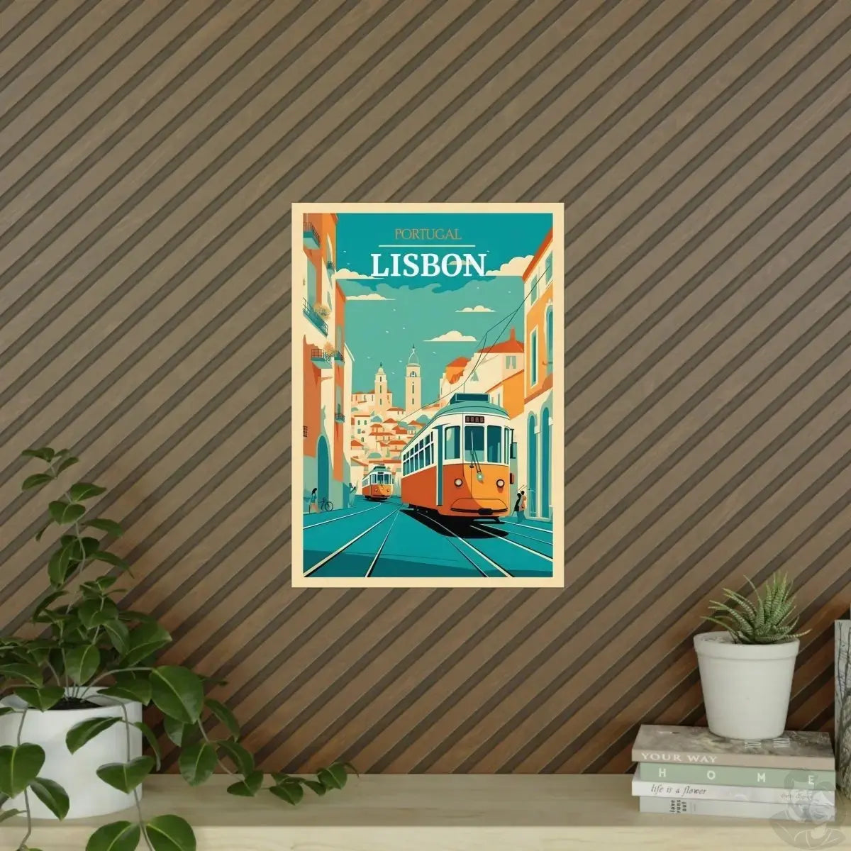 Lissabon Poster - Straßenszene mit Straßenbahn merchOne
