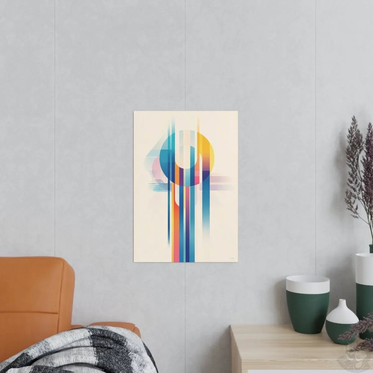 Modernes Kunstposter – Farbige Linien und Formen in abstrakter Komposition - Poster bei HappyHugPixels