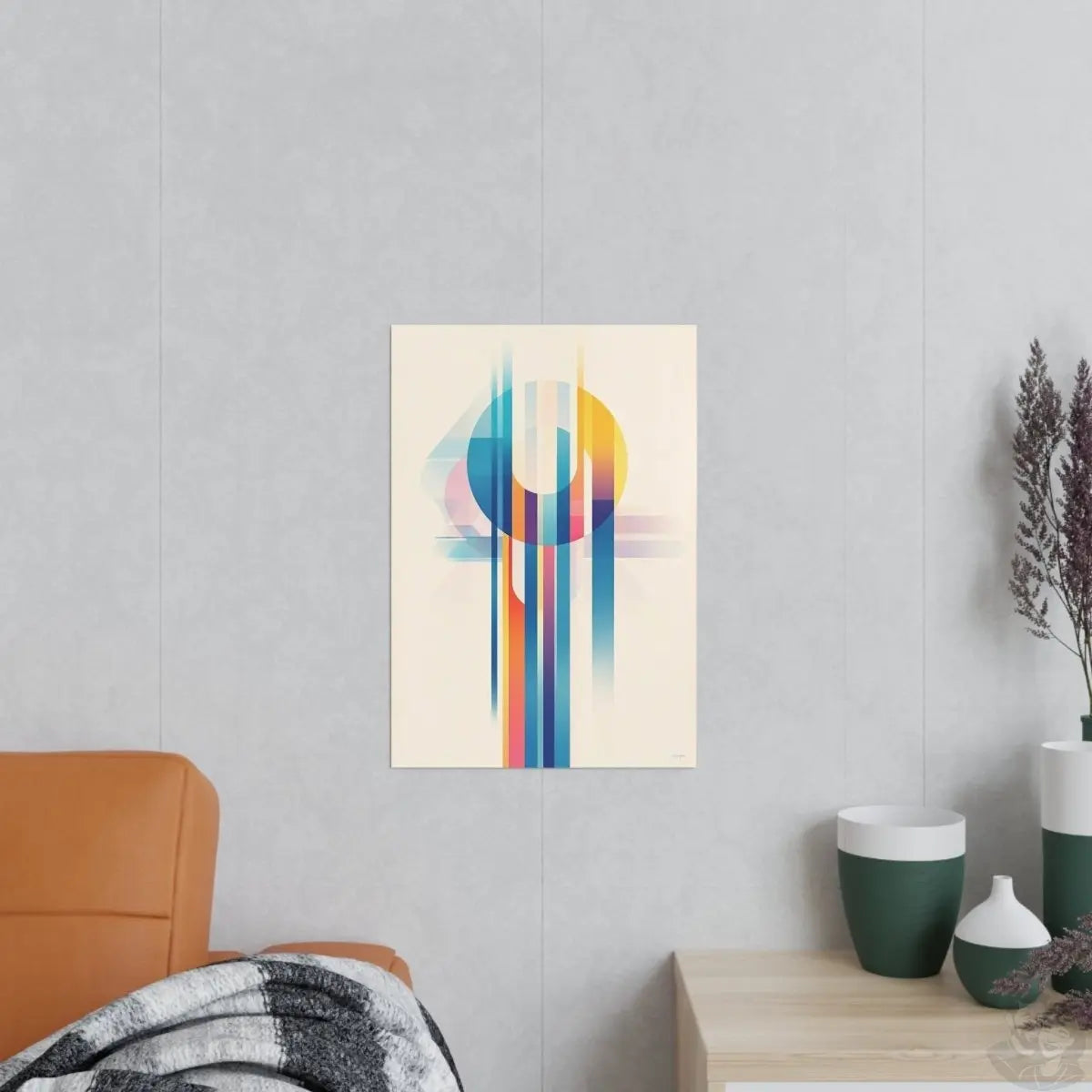 Modernes Kunstposter – Farbige Linien und Formen in abstrakter Komposition - Poster bei HappyHugPixels