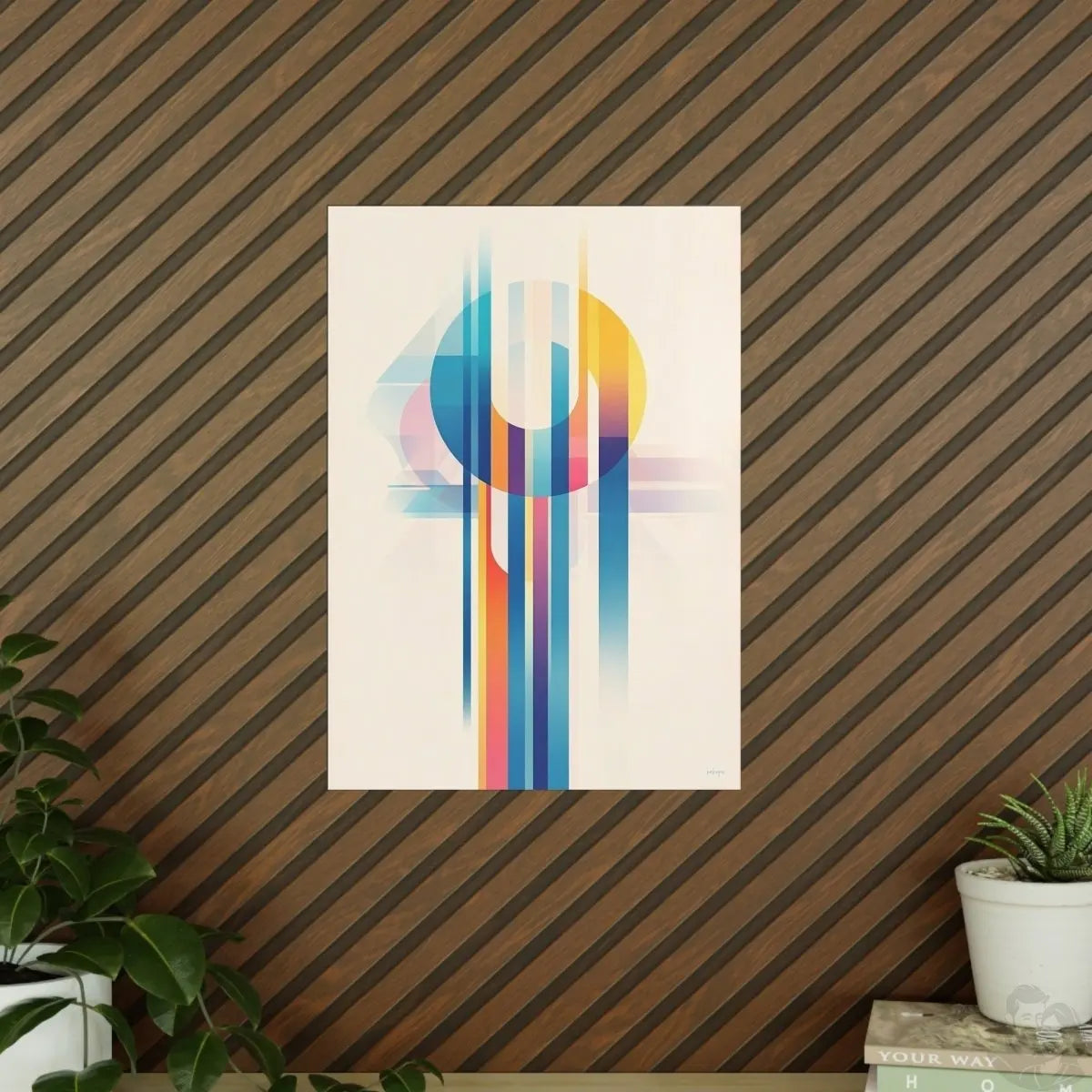 Modernes Kunstposter – Farbige Linien und Formen in abstrakter Komposition - Poster bei HappyHugPixels