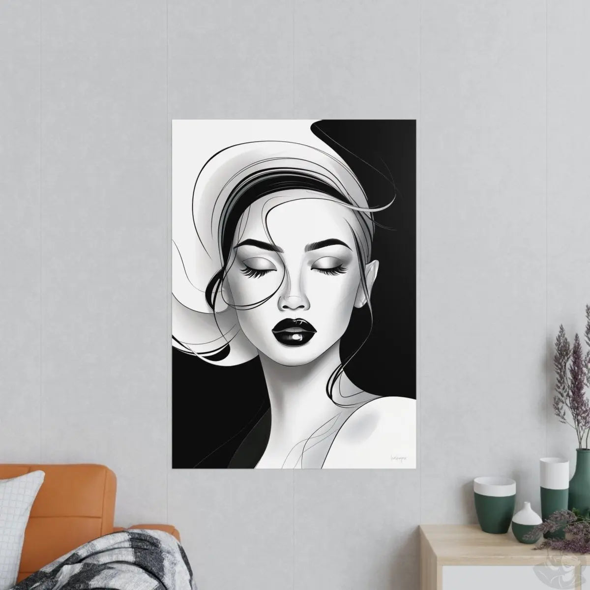 Kunstposter Frau - Stilvolles Monochromes Design - Poster bei HappyHugPixels