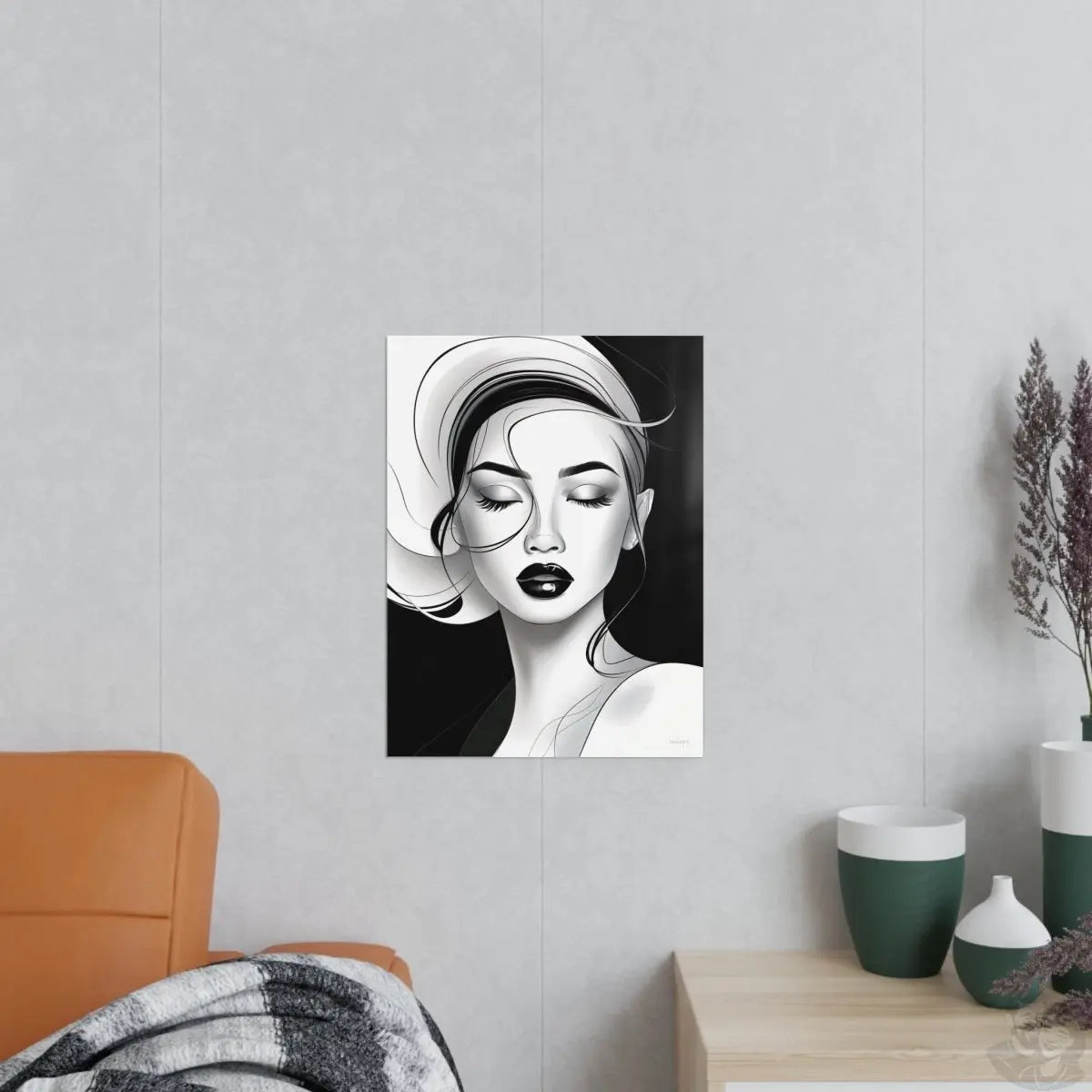 Kunstposter Frau - Stilvolles Monochromes Design - Poster bei HappyHugPixels