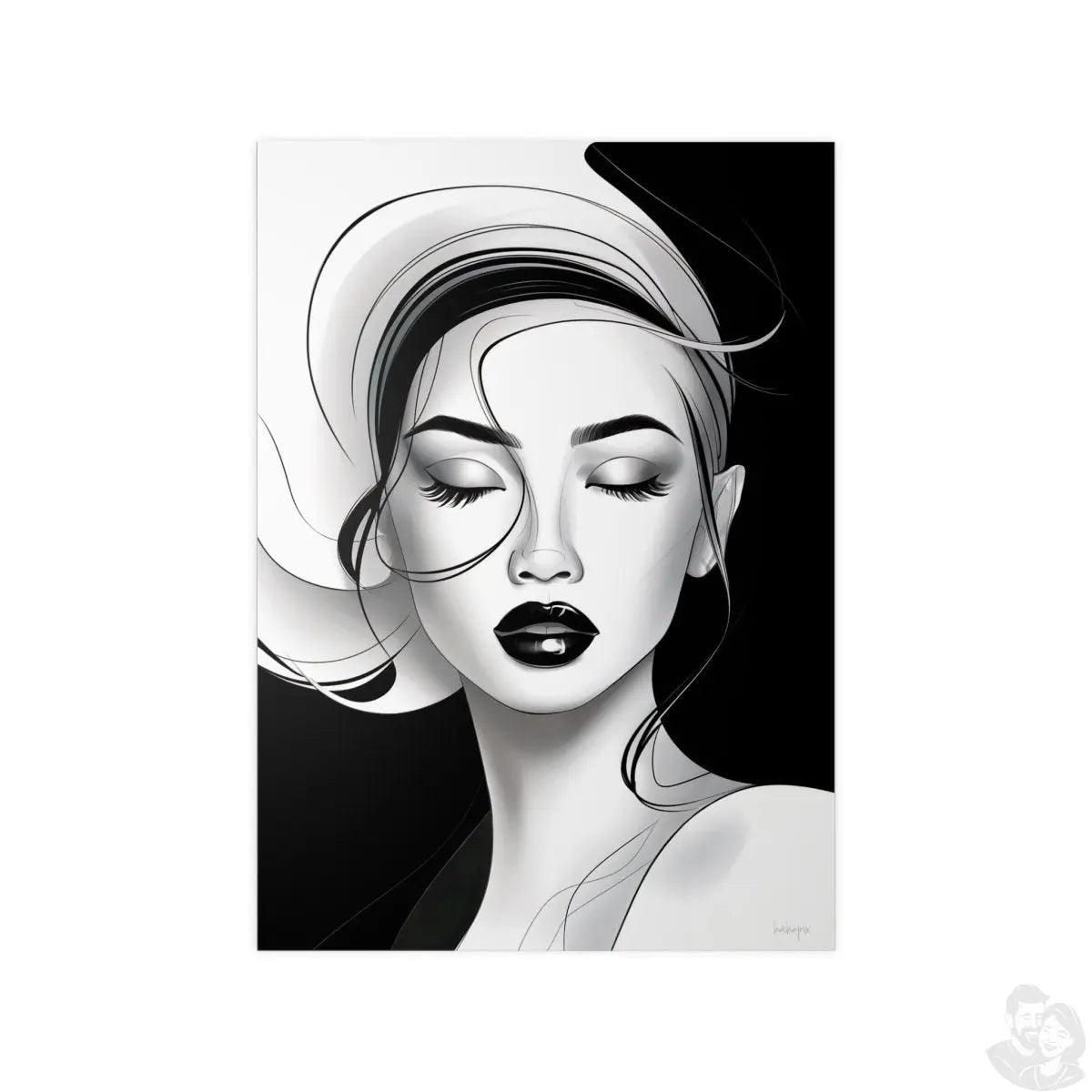 Kunstposter Frau - Stilvolles Monochromes Design - Poster bei HappyHugPixels