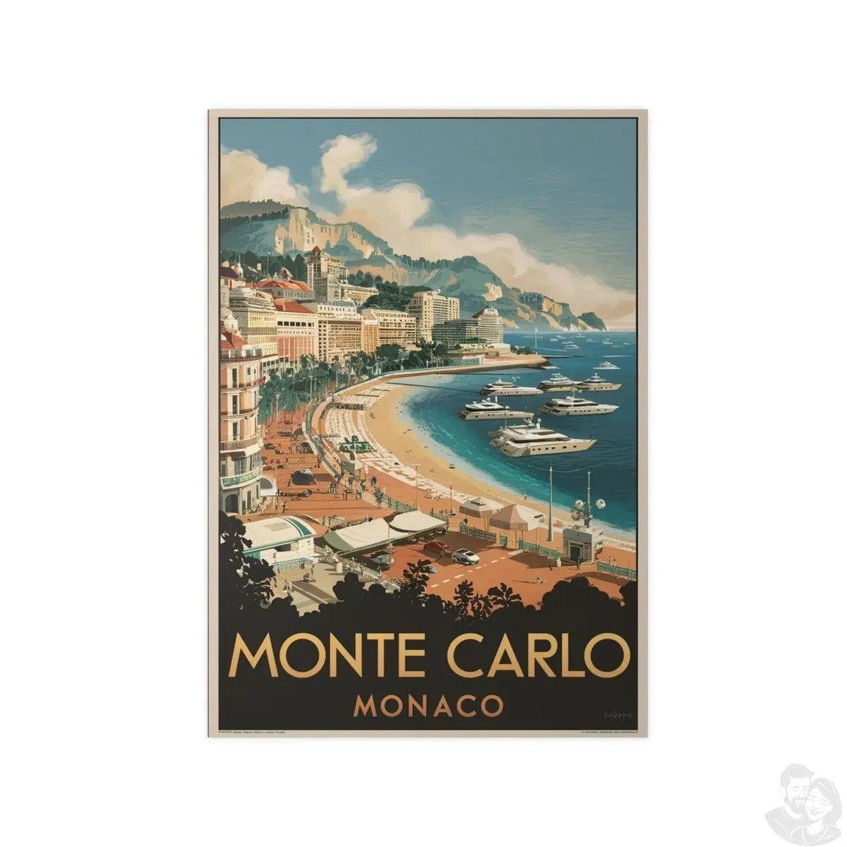 Monte Carlo Monaco Vintage Reiseposter – Luxuriöses Flair - Poster bei HappyHugPixels