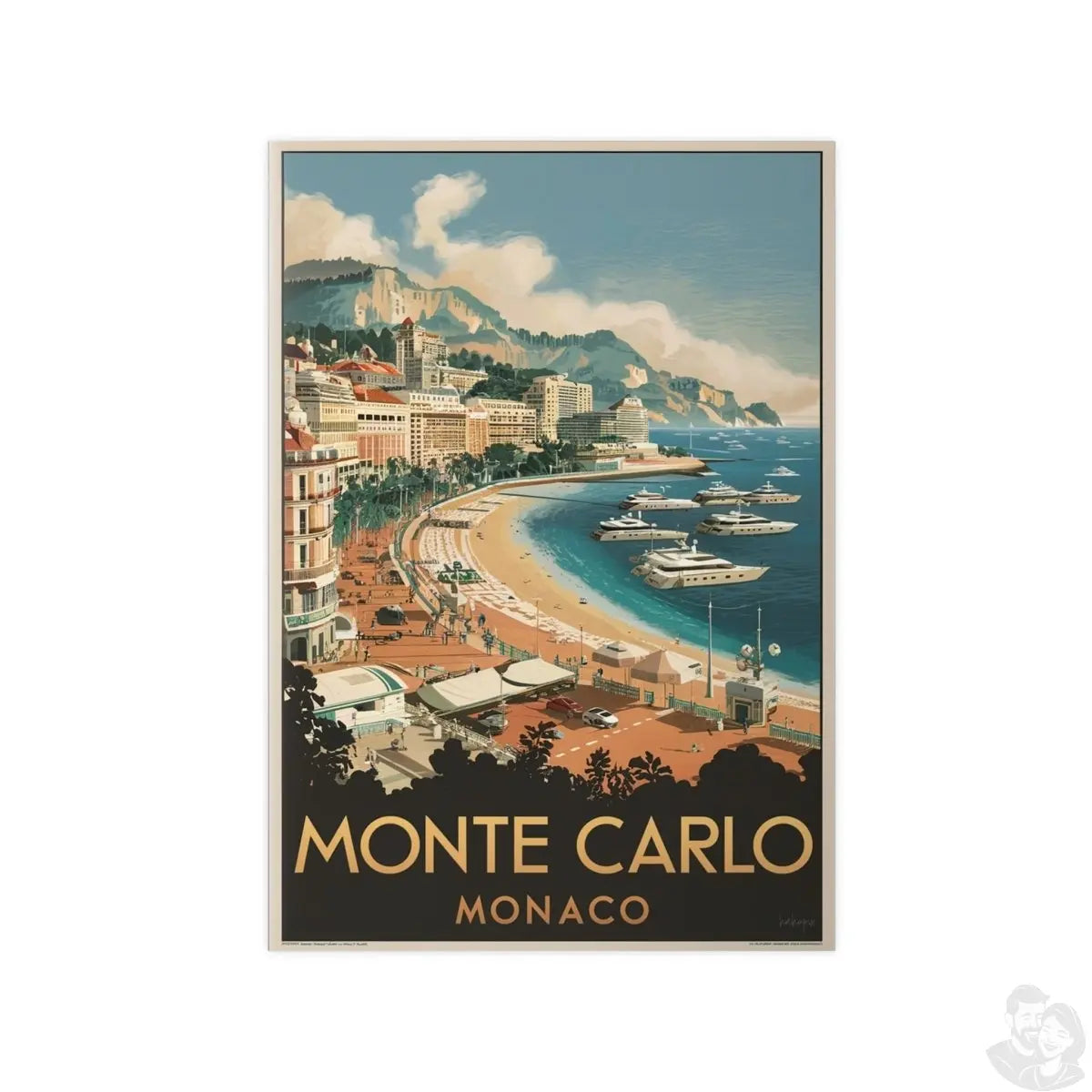 Monte Carlo Monaco Vintage Reiseposter – Luxuriöses Flair - Poster bei HappyHugPixels