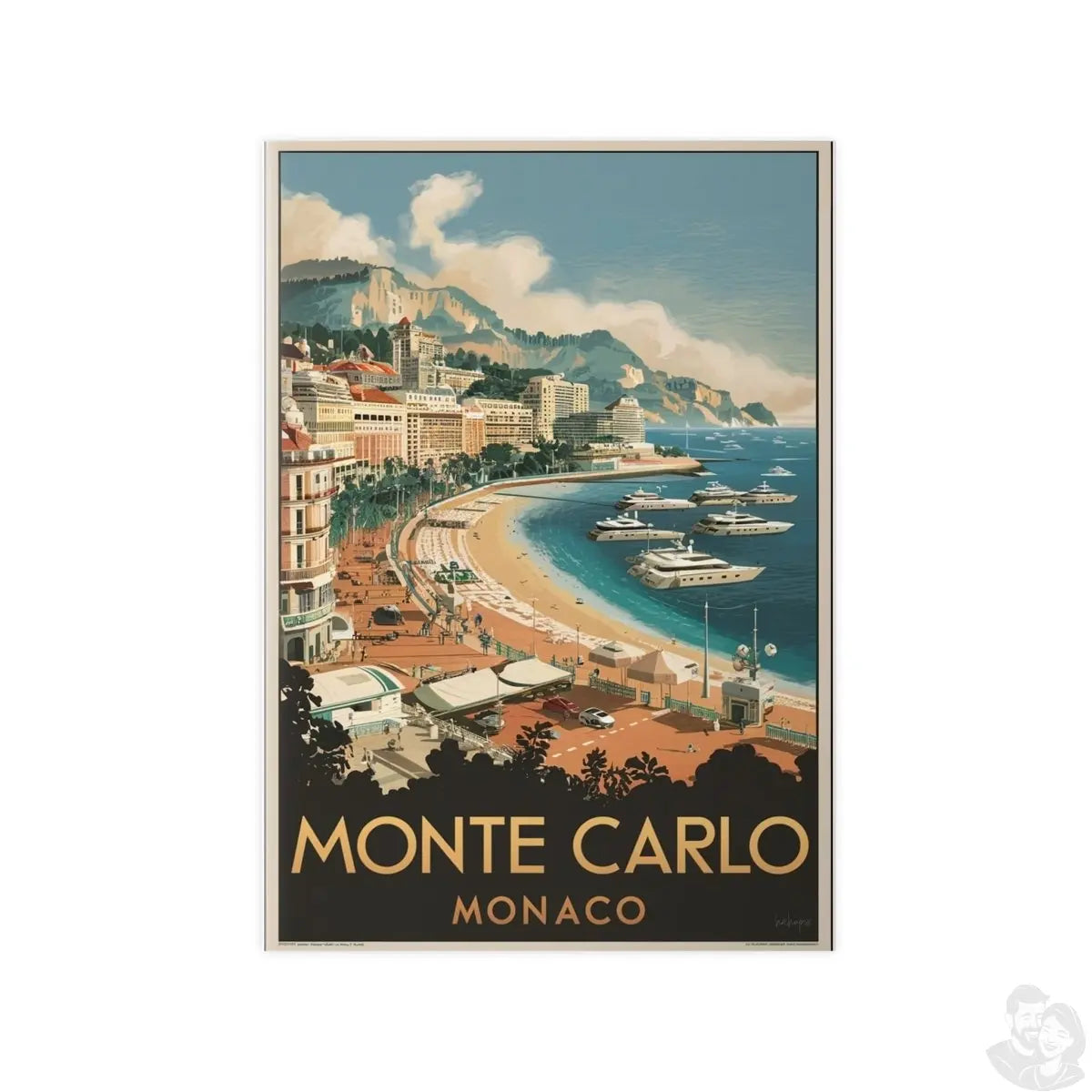 Monte Carlo Monaco Vintage Reiseposter – Luxuriöses Flair - Poster bei HappyHugPixels