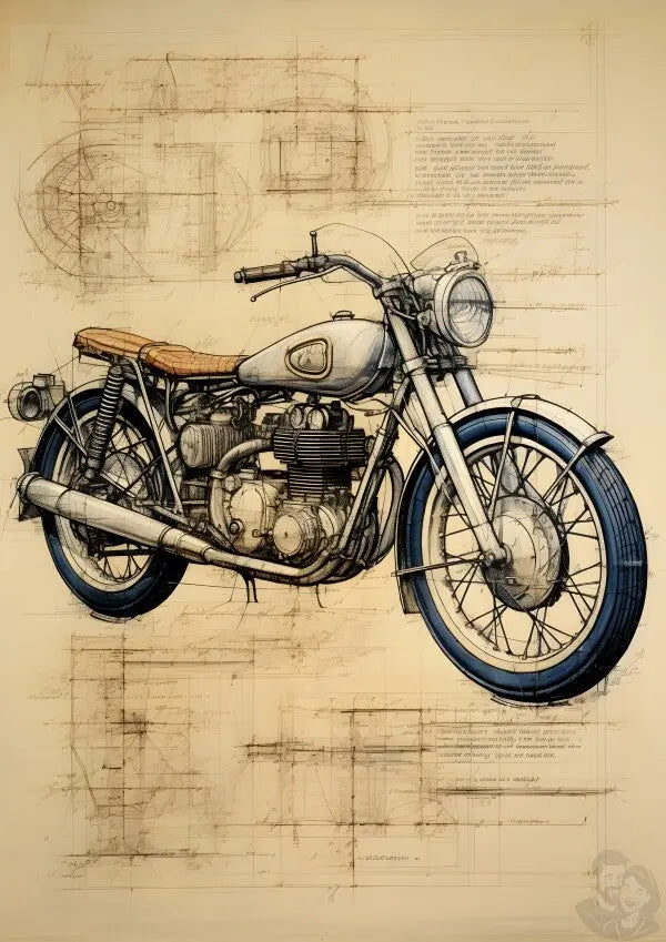 Motorrad daVinci Poster - Renaissance KI-Kunstposter