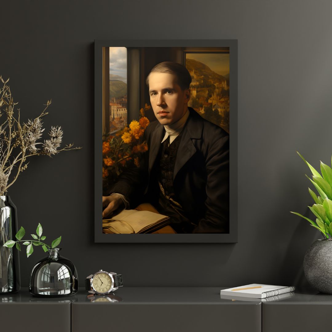 Niels Bohr Portrait Leinwand - Renaissance KI Kunst - Poster bei HappyHugPixels