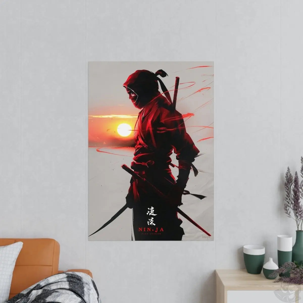 Ninja Gaming Poster - Episches Design mit Sonnenuntergang - Poster bei HappyHugPixels