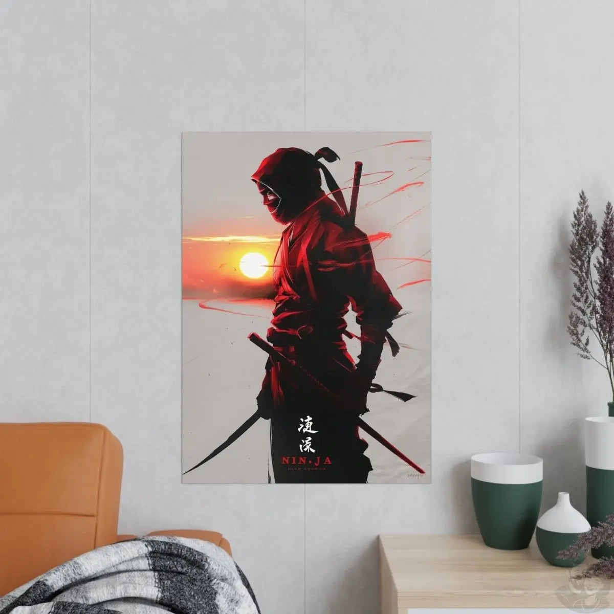 Ninja Gaming Poster - Episches Design mit Sonnenuntergang - Poster bei HappyHugPixels