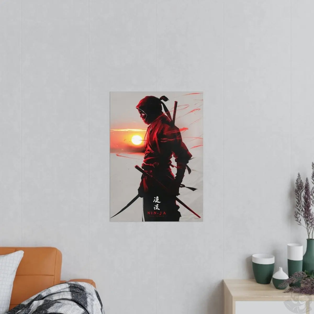 Ninja Gaming Poster - Episches Design mit Sonnenuntergang - Poster bei HappyHugPixels