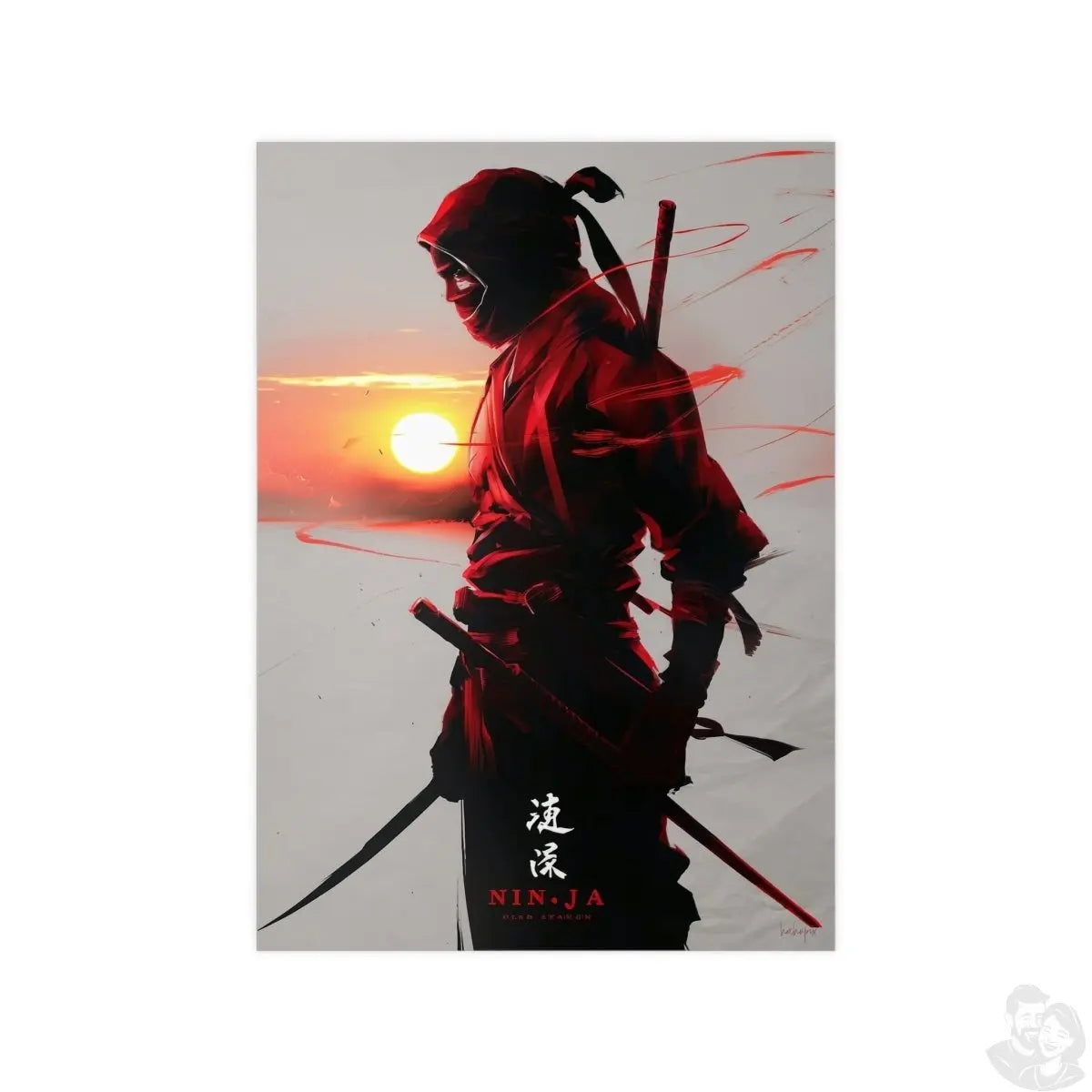 Ninja Gaming Poster - Episches Design mit Sonnenuntergang - Poster bei HappyHugPixels