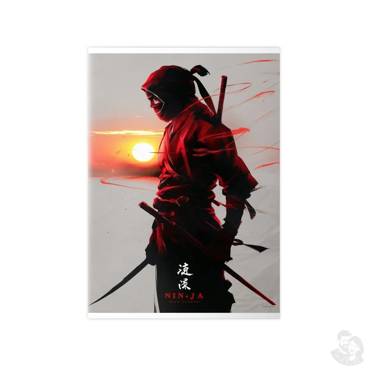 Ninja Gaming Poster - Episches Design mit Sonnenuntergang - Poster bei HappyHugPixels