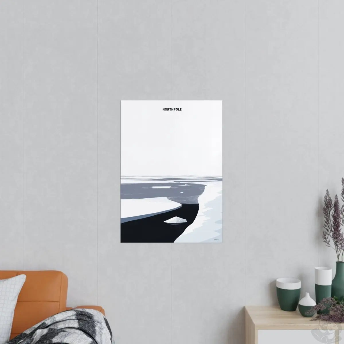 Minimalistisches Nordpol Reiseposter - Arktische Eislandschaft in 4 Größen - Poster bei HappyHugPixels