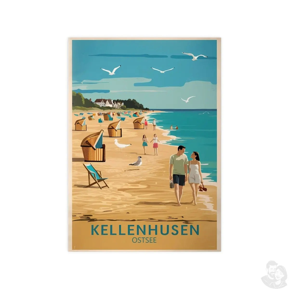 Ostsee Kellenhusen Retro Reiseposter: Vintage Strandleben - Poster bei HappyHugPixels