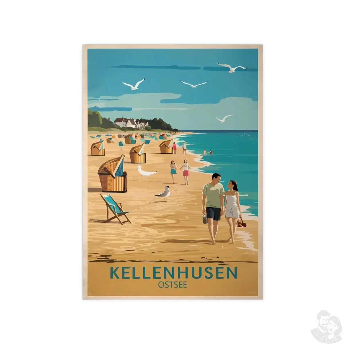 Ostsee Kellenhusen Retro Reiseposter: Vintage Strandleben - Poster bei HappyHugPixels