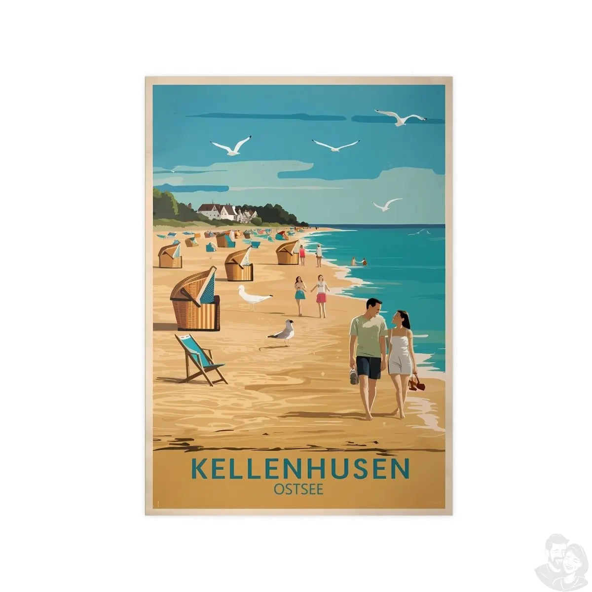 Ostsee Kellenhusen Retro Reiseposter: Vintage Strandleben - Poster bei HappyHugPixels