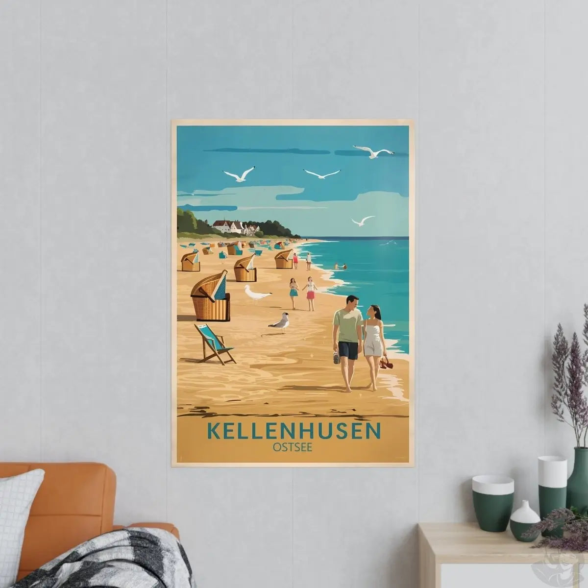 Ostsee Kellenhusen Retro Reiseposter: Vintage Strandleben - Poster bei HappyHugPixels