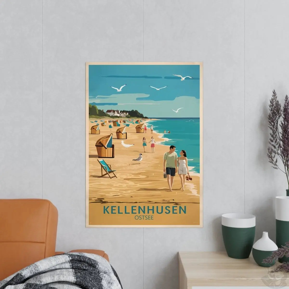 Ostsee Kellenhusen Retro Reiseposter: Vintage Strandleben - Poster bei HappyHugPixels