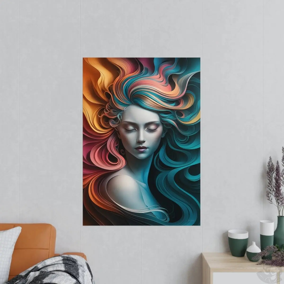 Paperquilling Kunstposter - Elegante Frau mit geschlossenen Augen - Poster bei HappyHugPixels
