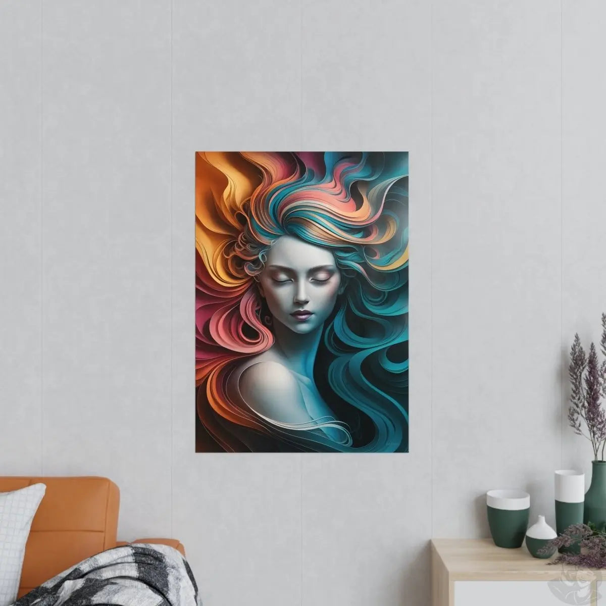 Paperquilling Kunstposter - Elegante Frau mit geschlossenen Augen - Poster bei HappyHugPixels