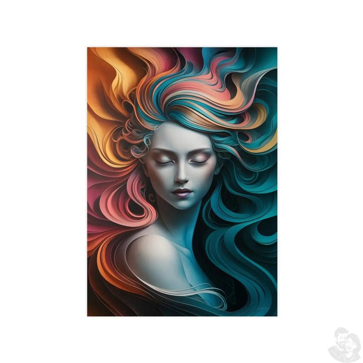 Paperquilling Kunstposter - Elegante Frau mit geschlossenen Augen - Poster bei HappyHugPixels