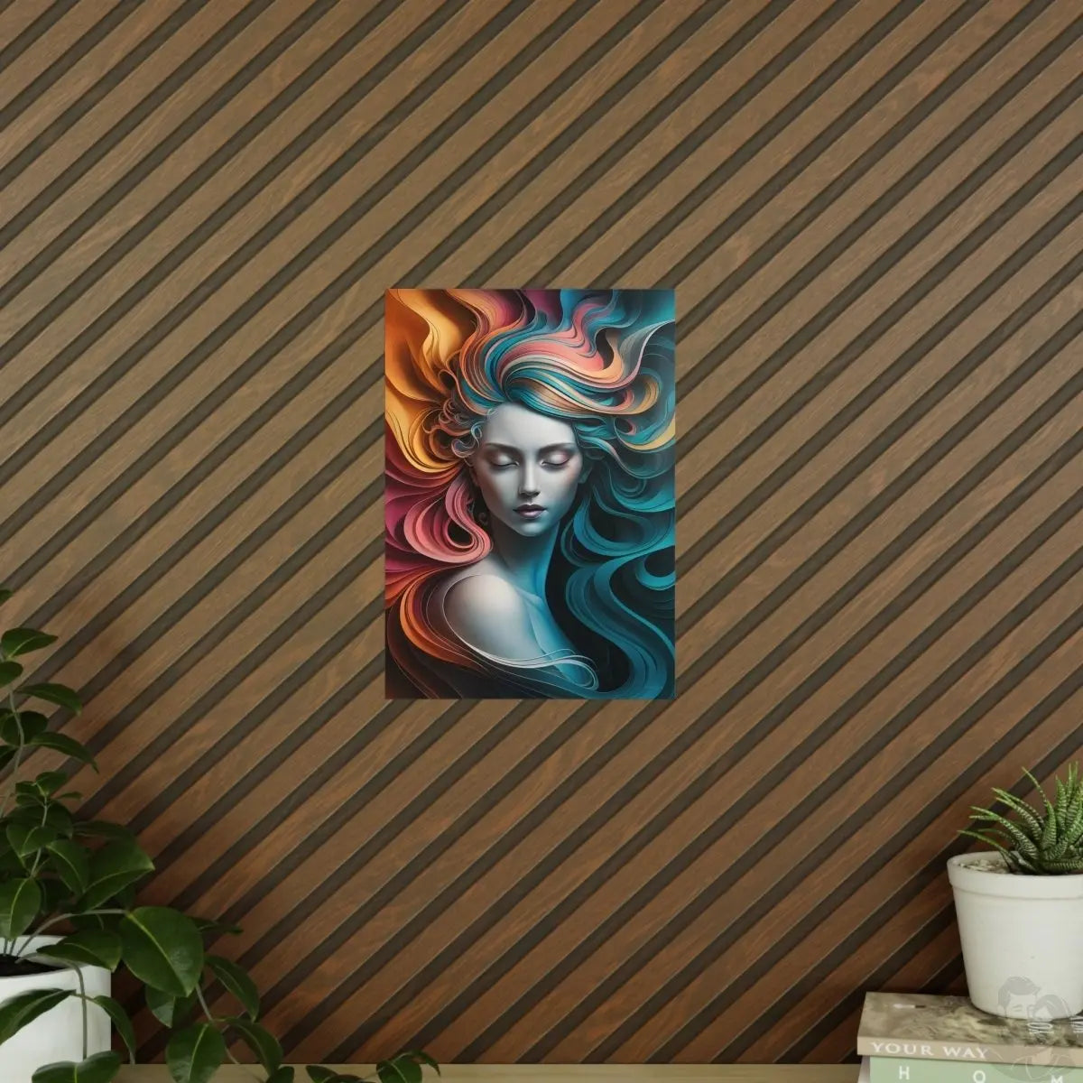 Paperquilling Kunstposter - Elegante Frau mit geschlossenen Augen - Poster bei HappyHugPixels