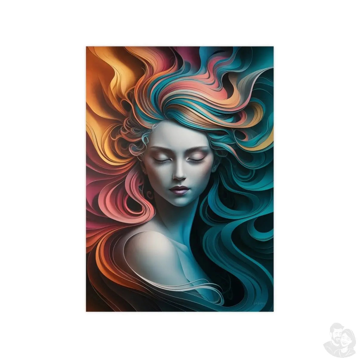 Paperquilling Kunstposter - Elegante Frau mit geschlossenen Augen - Poster bei HappyHugPixels