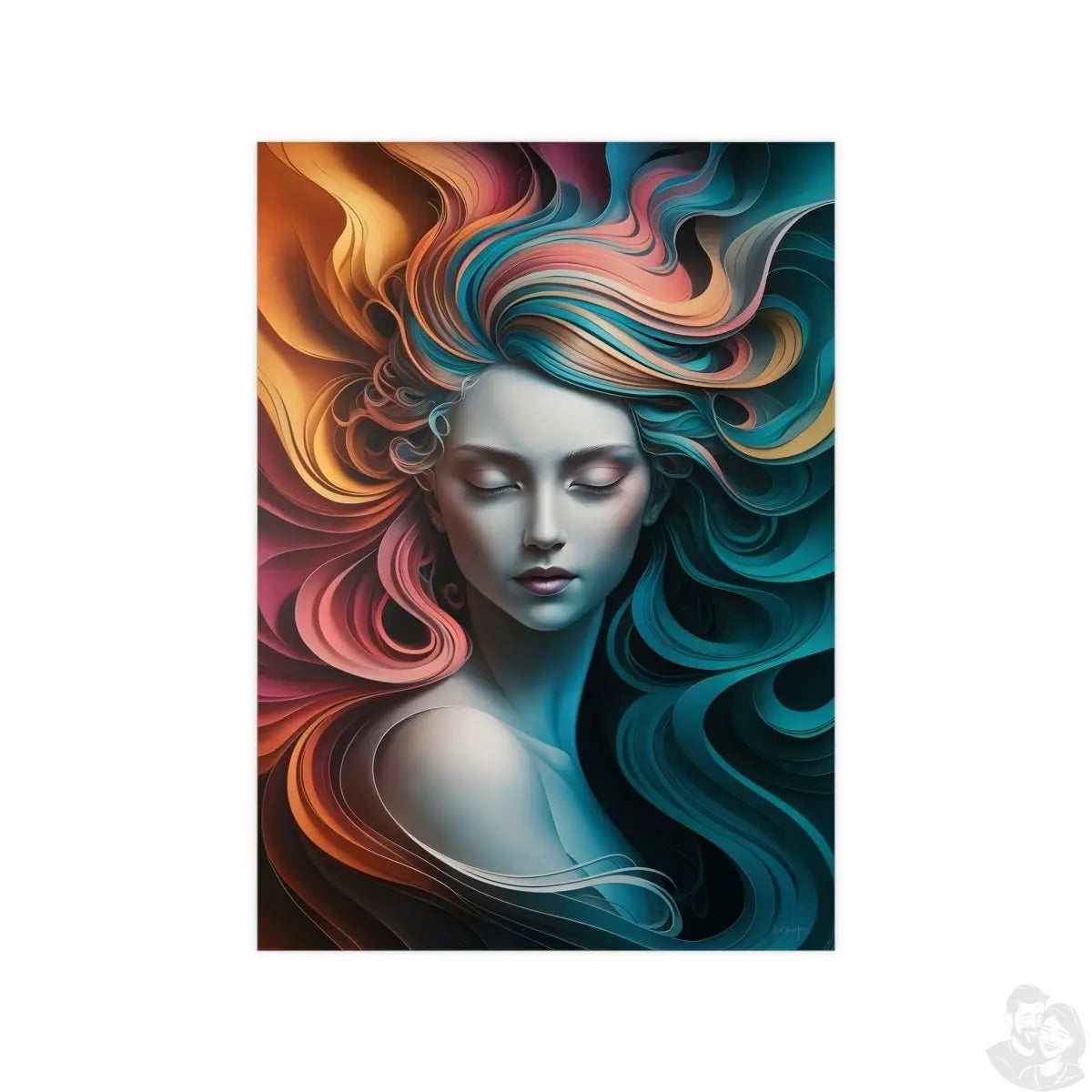 Paperquilling Kunstposter - Elegante Frau mit geschlossenen Augen - Poster bei HappyHugPixels