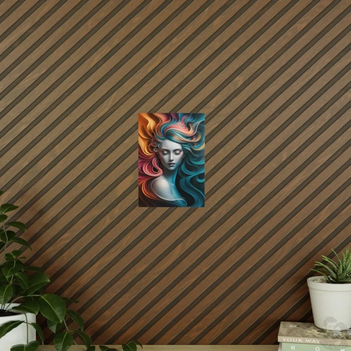 Paperquilling Kunstposter - Elegante Frau mit geschlossenen Augen - Poster bei HappyHugPixels