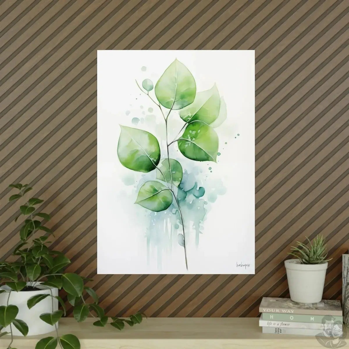 Pflanzenblätter Kunstposter 'Grüne Stille' – KI Design Kunst merchOne
