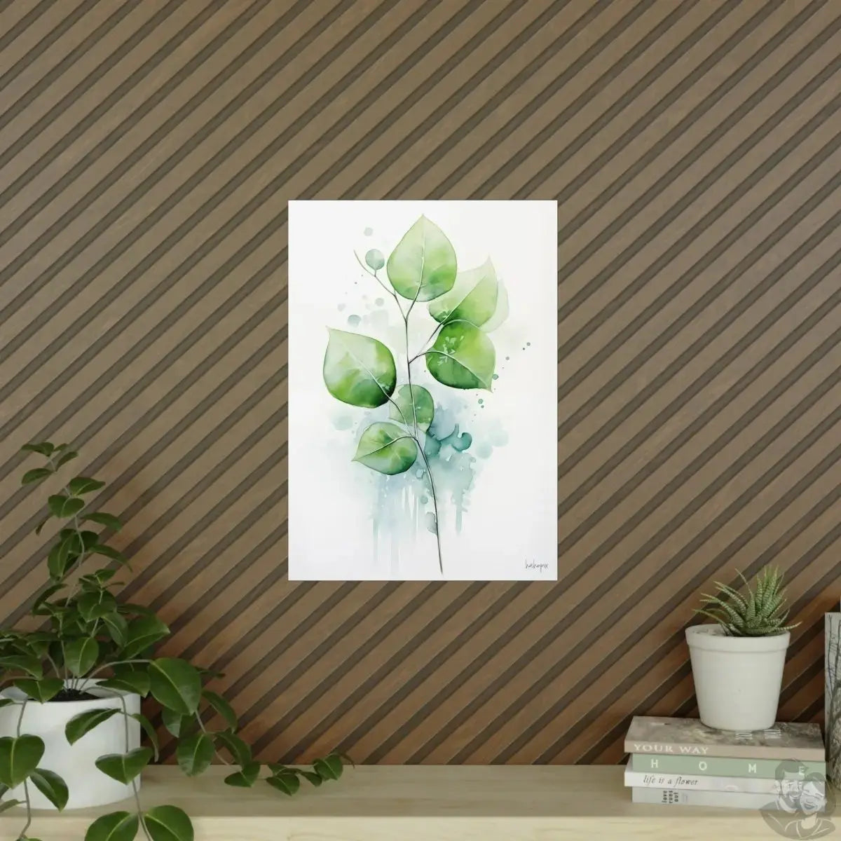 Pflanzenblätter Kunstposter 'Grüne Stille' – KI Design Kunst merchOne