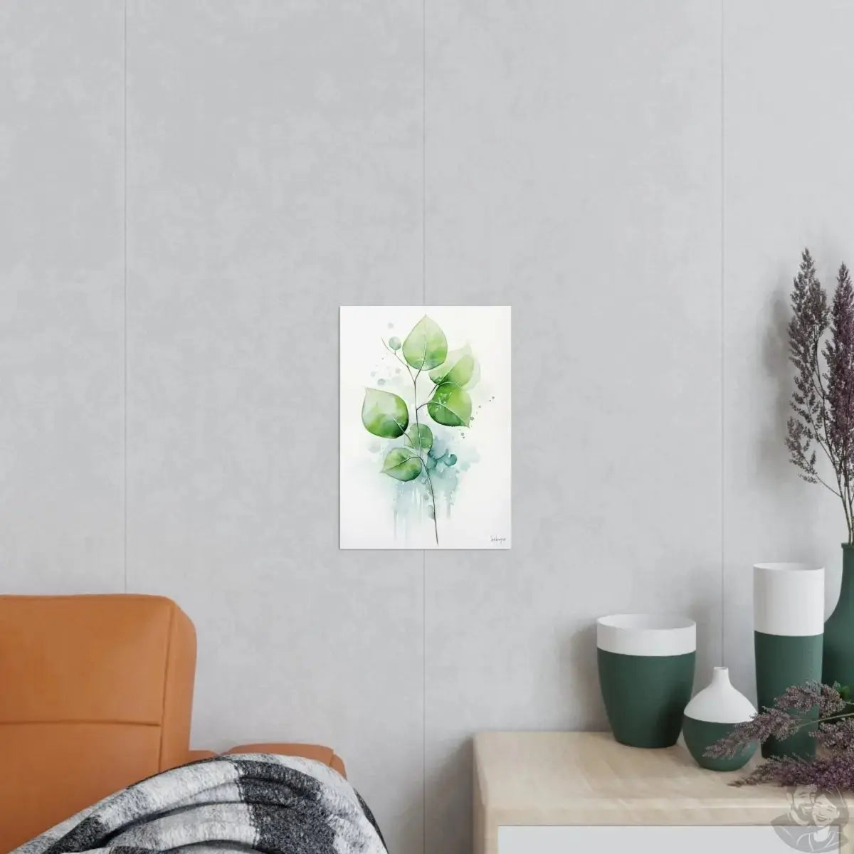 Pflanzenblätter Kunstposter 'Grüne Stille' – KI Design Kunst merchOne