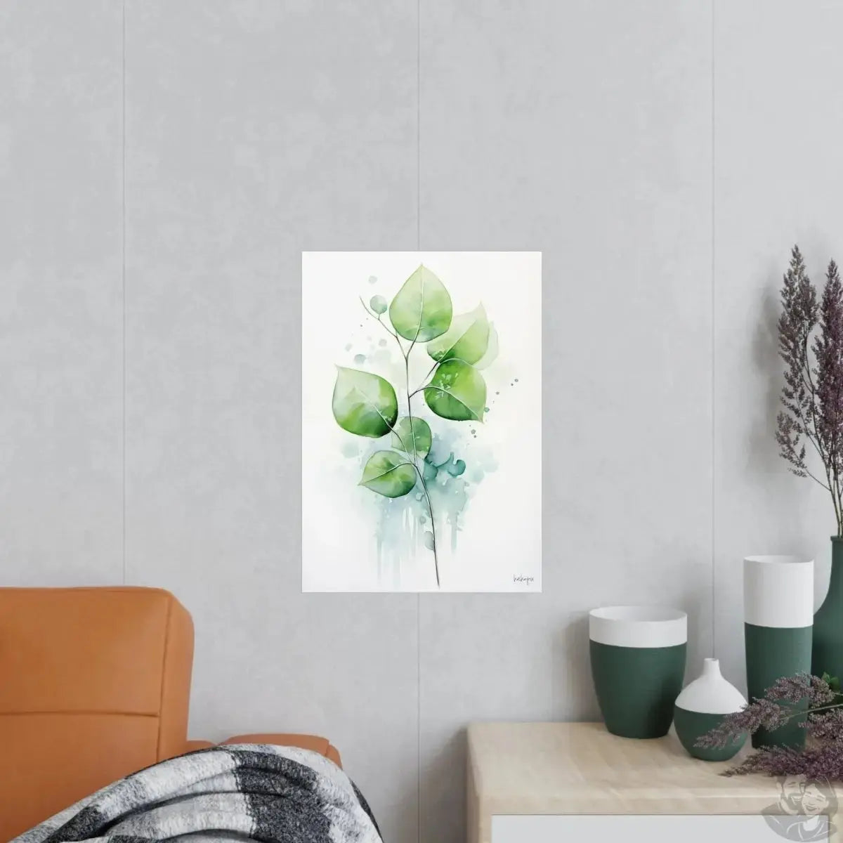 Pflanzenblätter Kunstposter 'Grüne Stille' – KI Design Kunst merchOne
