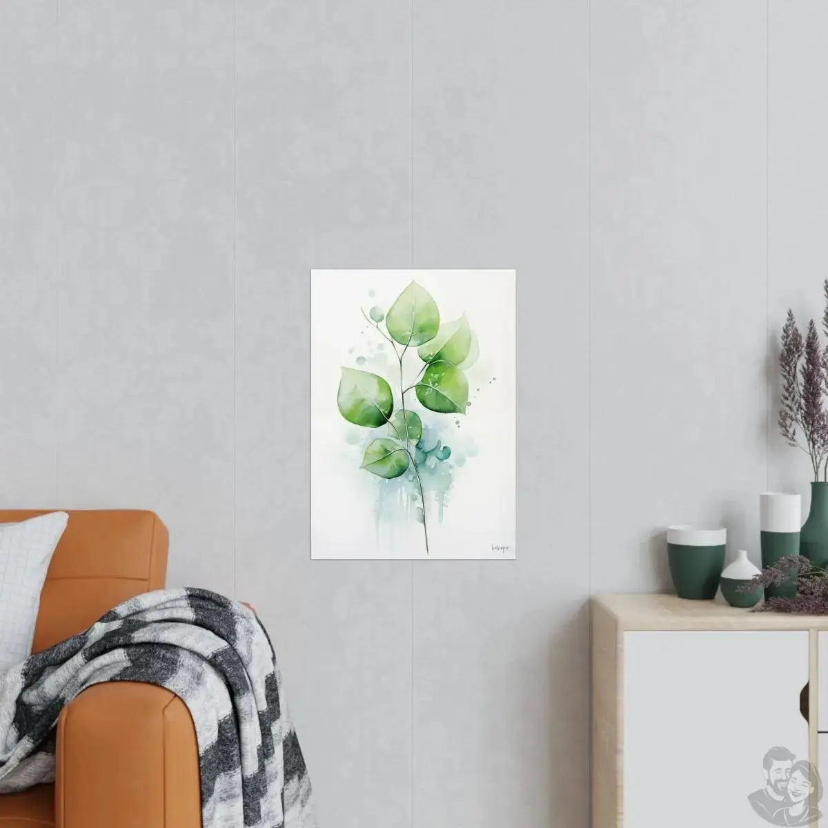 Pflanzenblätter Kunstposter 'Grüne Stille' – KI Design Kunst merchOne