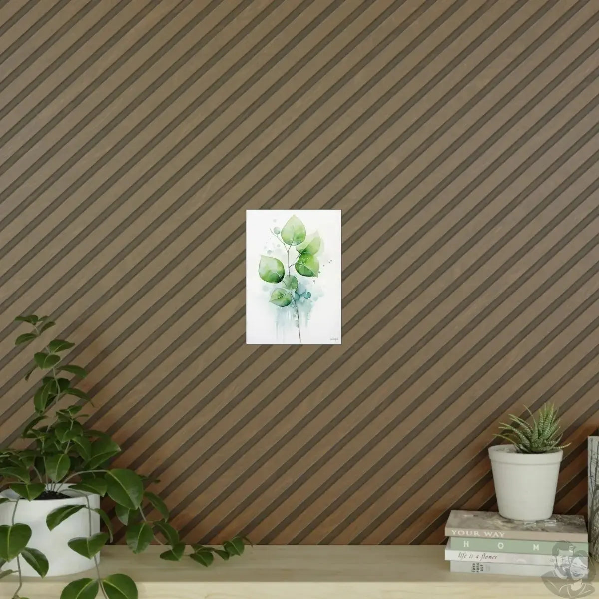 Pflanzenblätter Kunstposter 'Grüne Stille' – KI Design Kunst merchOne