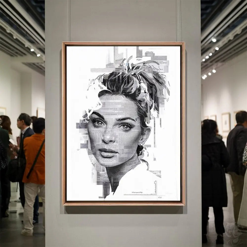 Kunstposter Zeitungs - Porträt – Moderne Wandkunst - Poster bei HappyHugPixels