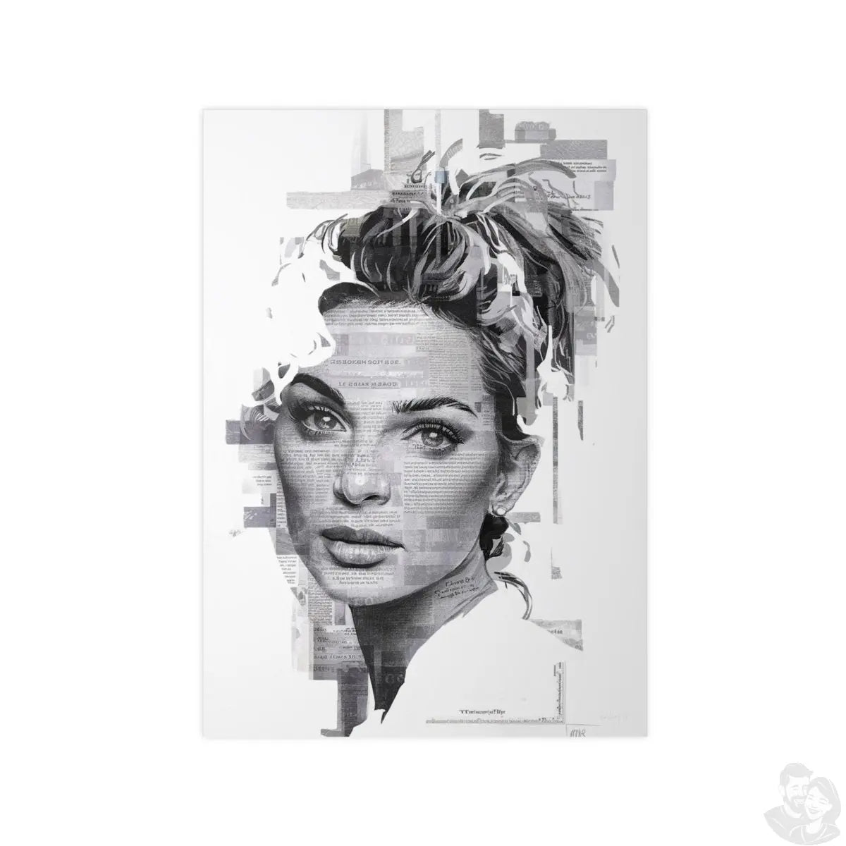 Kunstposter Zeitungs - Porträt – Moderne Wandkunst - Poster bei HappyHugPixels