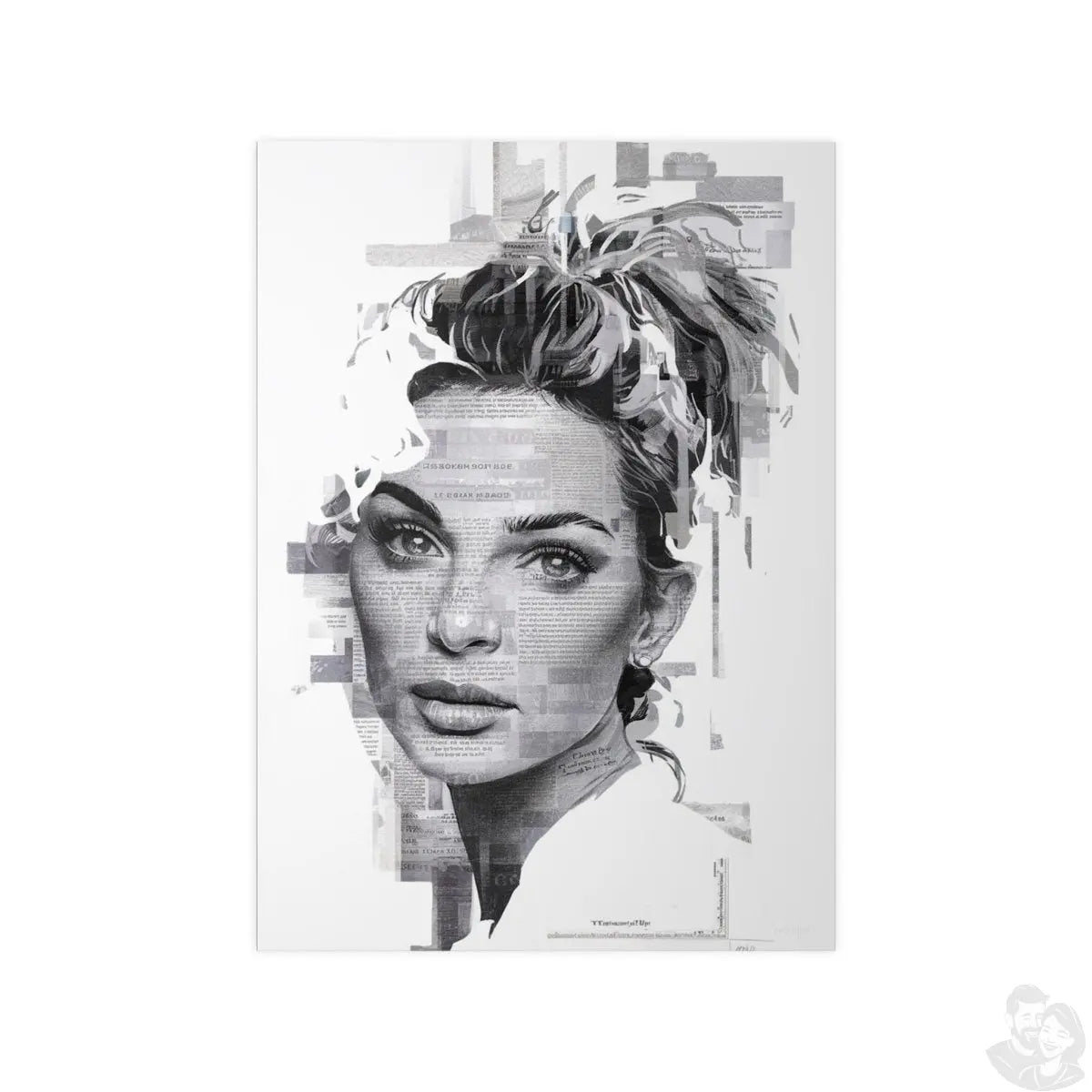 Kunstposter Zeitungs - Porträt – Moderne Wandkunst - Poster bei HappyHugPixels