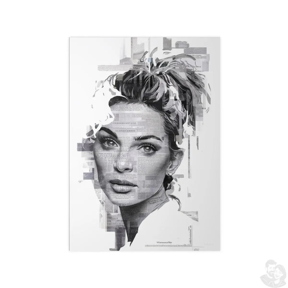 Kunstposter Zeitungs - Porträt – Moderne Wandkunst - Poster bei HappyHugPixels