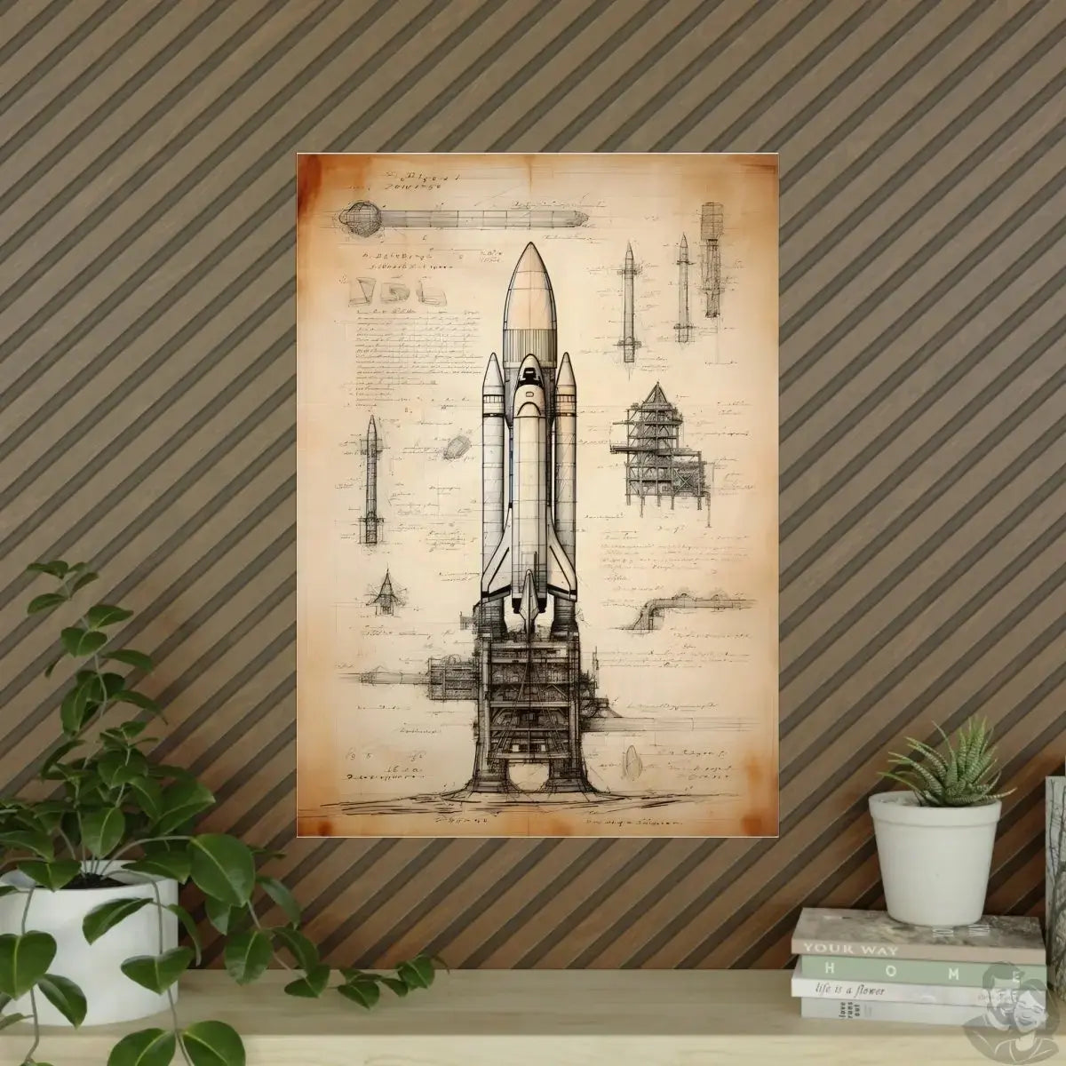 Rakete daVinci Poster - Nave Spaziale – KI Renaissence Illustration merchOne