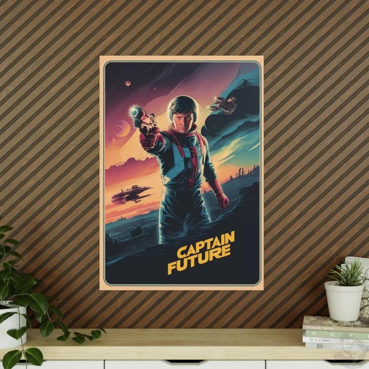 Retro Sci - Fi Gaming Poster - Captain Future - KI Illustration - Poster bei HappyHugPixels