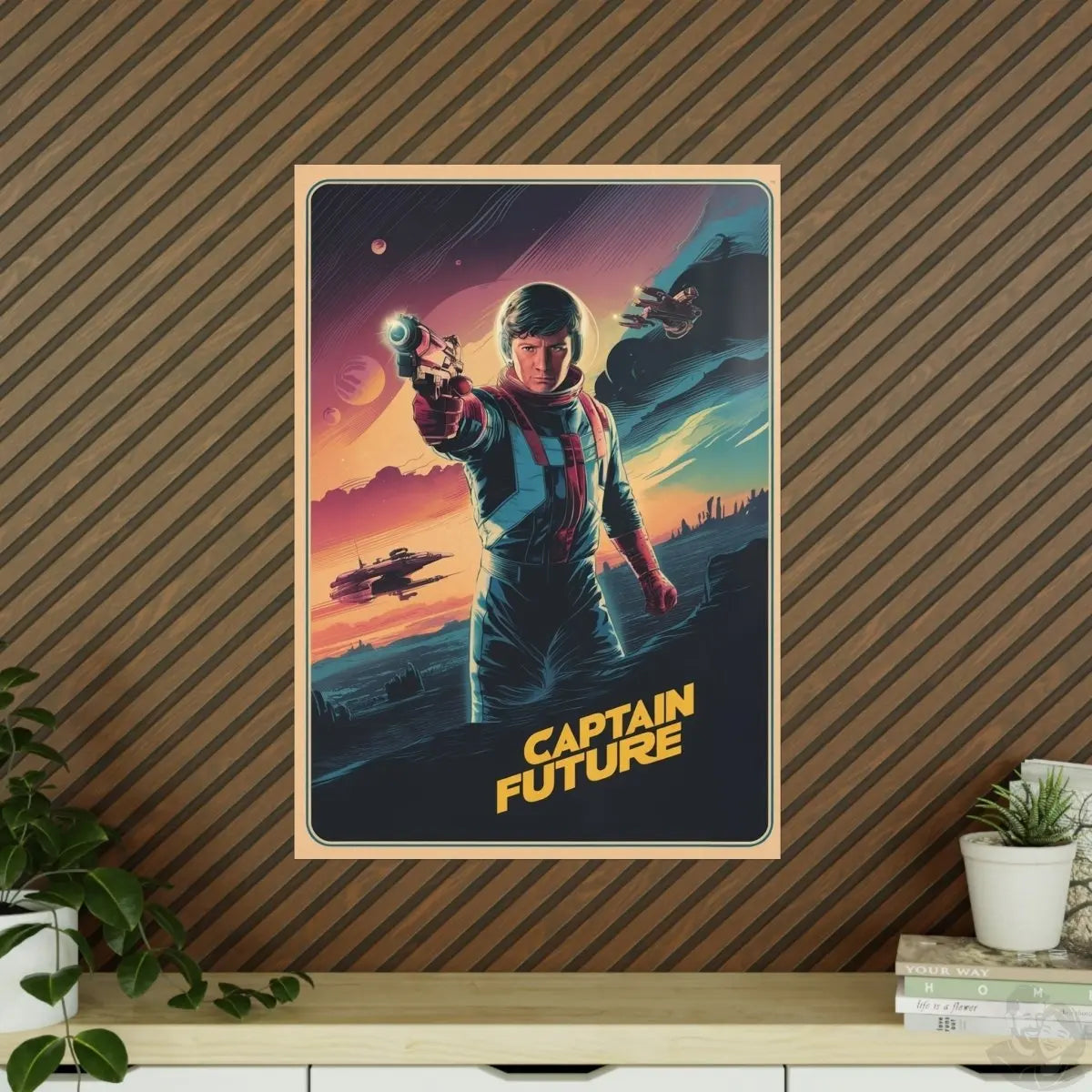Retro Sci - Fi Gaming Poster - Captain Future - KI Illustration - Poster bei HappyHugPixels