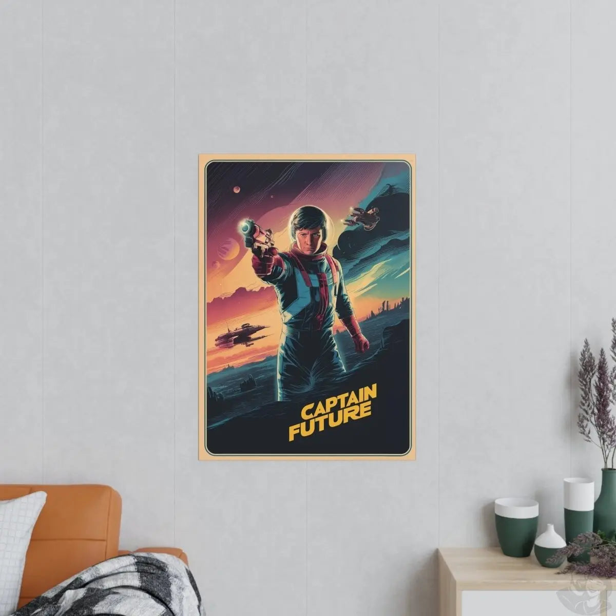 Retro Sci - Fi Gaming Poster - Captain Future - KI Illustration - Poster bei HappyHugPixels
