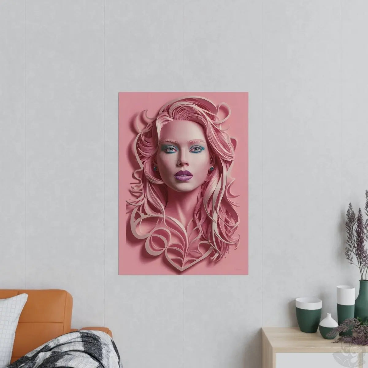 Kunstposter Rosa Schönheit – Modernes Porträt - Poster bei HappyHugPixels