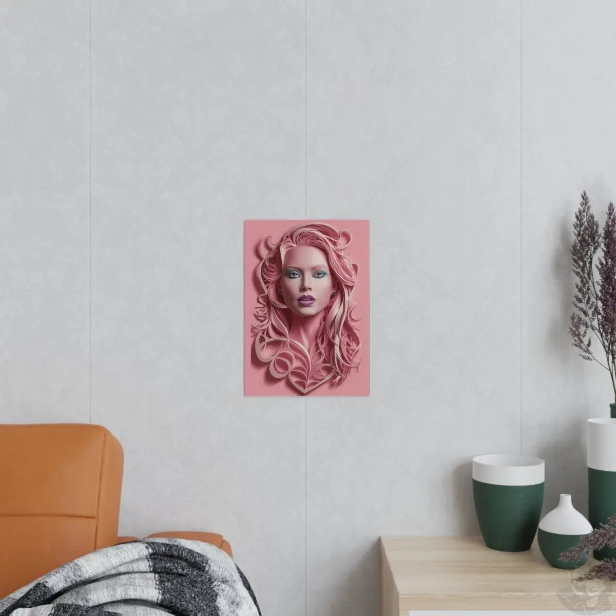 Kunstposter Rosa Schönheit – Modernes Porträt - Poster bei HappyHugPixels